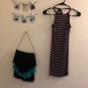 Maroon and white stripped Dress